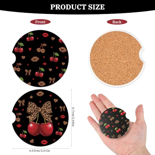 Cheetah Leopard Car Coasters for Cup Holders, Absorbent Coaster for Women - color: Cheetah251