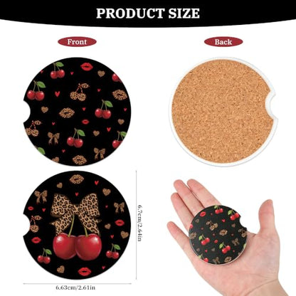 Cheetah Leopard Car Coasters for Cup Holders, Absorbent Coaster for Women - color: Cheetah251