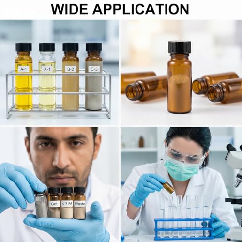 100Pcs 8ml Amber Glass Vials (2 Dram) with Caps - UV Protection Small Brown Sample Bottles for Essential Oils, Anointing Oil & Medicine - Leak Proof Travel Apothecary Jars - color: Amber, size: 8ML