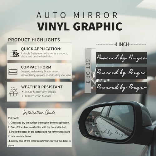 3XPowered by Prayer Sticker, Christian Vinyl Decal for Car Window & Laptop, Inspirational Bible Verse Faith Sticker, Religious Gift for Women Men Teens (Black) - color: Black