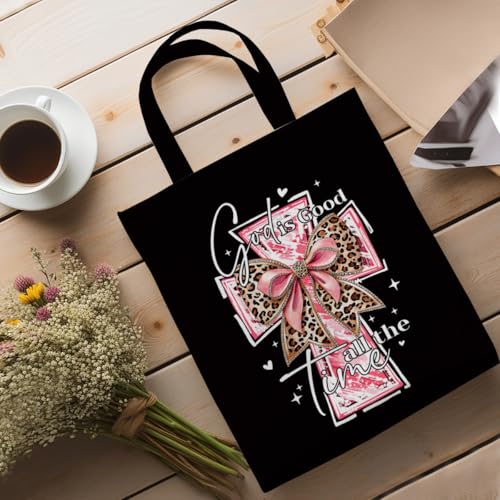 Religious Canvas Tote Bag Tote Bag for Women Christmas Birthday Canvas Bags for Shopping Beach Grocery - color: Bowgod