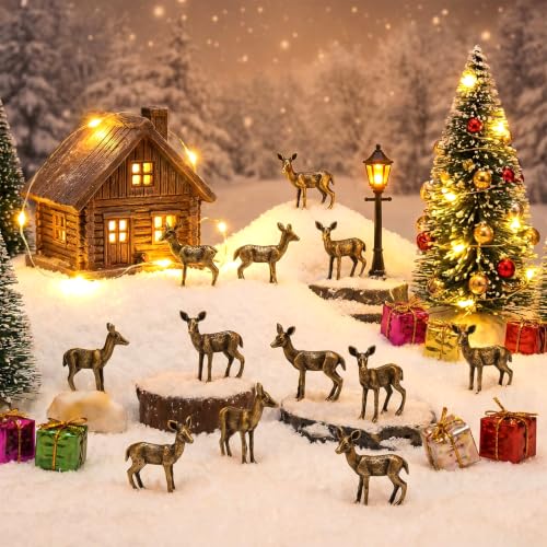 Civaner 50 Pcs Mini Deer Figurines, Retro Christmas Decoration - style: Deer