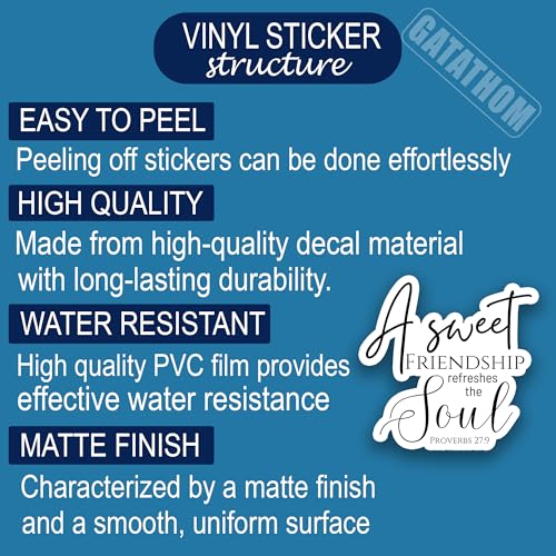 (3Pcs) A Sweet Friendship Refreshes The Soul Sticker – Proverbs 27:9 Christian Friendship Bible Verse Vinyl Decal, Inspirational Faith Sticker for Laptop Water Bottle Journal Scrapbook, 3" x 2.9" - color: A Sweet Friendship Refreshes the Soul Proverbs 27: