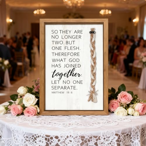 Cord of Three Strands Christian Wedding Sign 10"x15" Natural - color: Natural-WeddingSign, size: 15X10Inches