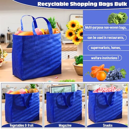 Windyun Reusable Grocery Bags Non Woven with Handles - color: Royal Blue