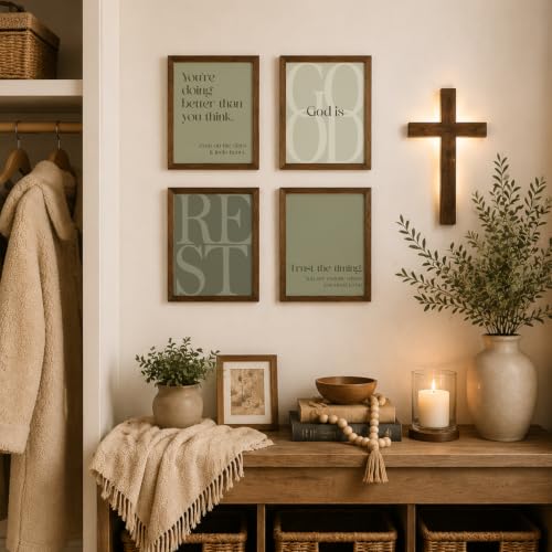 WEFKODO Green Christian Bible Wall Art Decor Pray Posters 8x10 Unframed - color: God Good Green