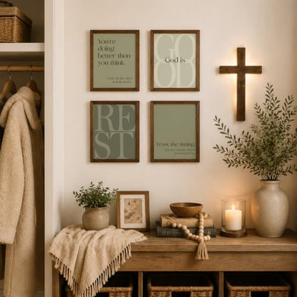 WEFKODO Green Christian Bible Wall Art Decor Pray Posters 8x10 Unframed - color: God Good Green