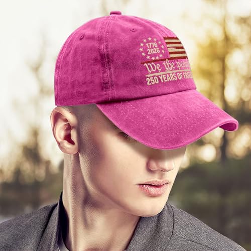 U.S. 250th Anniversary 250 Years Freedoms 1776-2026 Baseball Hats Funny - color: Rose Red Color