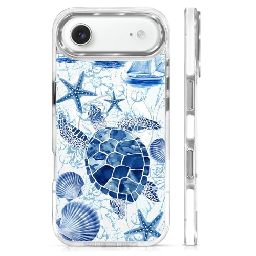 for iPhone 17 Air Case [Compatible with Magsafe],Girls Women Clear Magnetic Case Silicone Shockproof Protective Cover with Pattern Blue Sailing Sea Turtle - color: Blue Sailing Sea Turtle, size: iPhone 17 Air