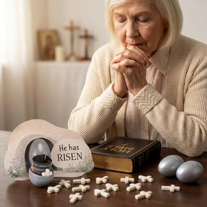 120Pcs Easter Empty Tomb Eggs, 30 Set Resurrection Egg Tomb Card with Cross - color: 30 Set