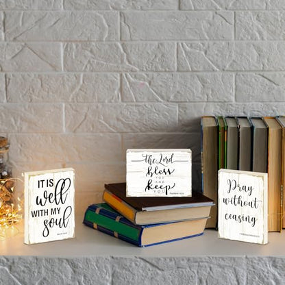 Maitys 6 Pcs Bible Verse Mini Wood Signs Religious Sign, Classical Style - style: Classical Style