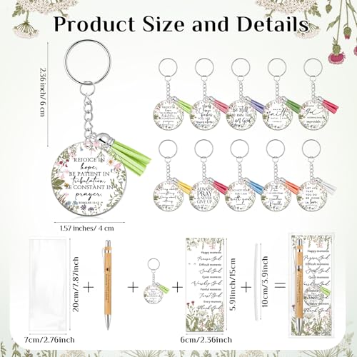 Spakon 10 Sets Christian Gifts Bulk Bible Verse Pens Keychain, Bible - style: Bible