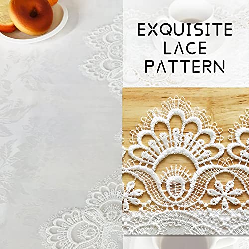 Lace Tablecloth Rectangle Fabric Washable Off White 16x35inch - color: H17191-white-1, size: 16*35