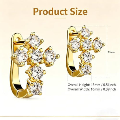 1 Pair Cubic Zirconia Cross Earrings,Dangle Drop Cross Earrings,Hypoallergenic Huggie Hoop Earrings,Gold Tone Hoop Earrings for Women Men,Trendy Dainty Christian Easter Christmas Jewelry Gift(Gold)