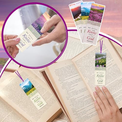 Dispowreath 60 Pcs Be Still and Know that I Am God Bookmarks Religious Psalm 46: 10 Bookmarks Church Exchange Gifts for Sunday School Vbs Church Prizes Party Favors - style: Be Still and Know Psalm 46: 10