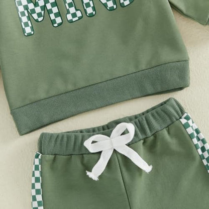 Kupretty Baby Boy Clothes Dad's Little Dude Sweatshirt Pants Set - color: Daddy's Mini-green, size: 0-6 Months