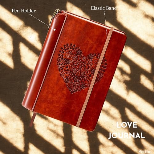 SETTINI® Heart Lined Journal for Women, Vegan Leather Gift Set with Pen - color: Heart