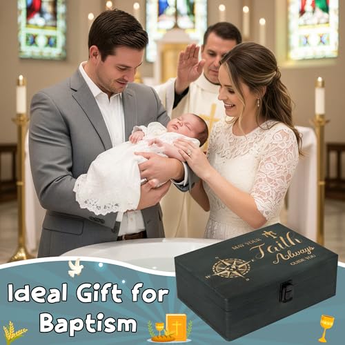 R HORSE Religious Confirmation Keepsake Box - Baptism Confirmation Gift for Teen Boy Girl, Wooden Engraved First Communion Keepsake Box with Lid, Christian Memory Holder for Jewelry Memento Photos - style: Confirmation