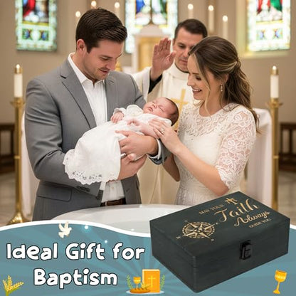 R HORSE Religious Confirmation Keepsake Box - Baptism Confirmation Gift for Teen Boy Girl, Wooden Engraved First Communion Keepsake Box with Lid, Christian Memory Holder for Jewelry Memento Photos - style: Confirmation