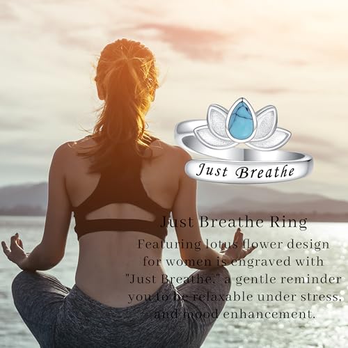 Sterling Silver Open Adjustable Ring Wrap Stack Statement Jewelry Gift - color: Just Breathe Turquoise
