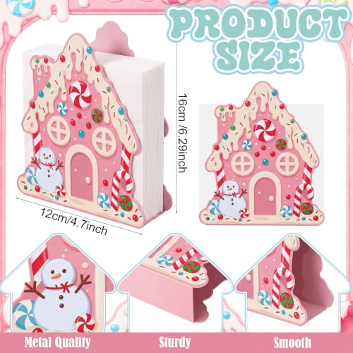 Nuogo Pink Gingerbread House Napkin Holder Christmas Metal Tissue Dispenser - style: Gingerbread House