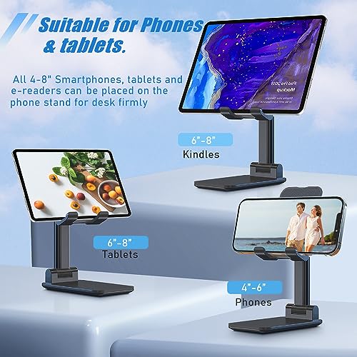 Phone Stand for Desk, Cell Phone Holder Cute Smart Cellphone Stand Foldable Stands Compatible with Under 8" Devices, Office Accessories - color: Black&Sakura Pink