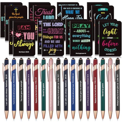 Funrous 32 Pcs Mini Notebooks with Pens Adults Party Favors, Prayer - style: Prayer