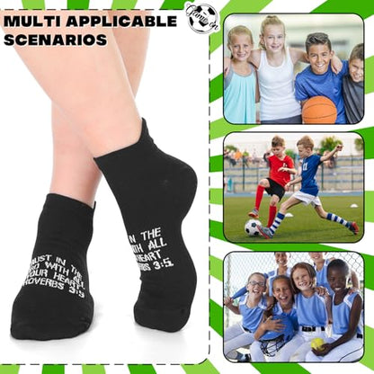 Janmercy 6 Pairs Christian Ankle Socks Fit Us Size 6-13 - color: White, Black