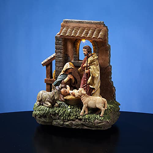 San Francisco Music Box Holy Family Nativity Musical Water Globe