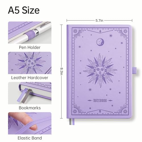EMSHOI Graph Grid Journal Notebook, 192 Pages, A5 Size (5.7'' x 8.3'') - color: Light Purple, style: Grid