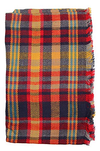 ScarvesMe Women's Check and Plaid Soft Infinity Loop Winter Fall Warm Scarf - color: Hred