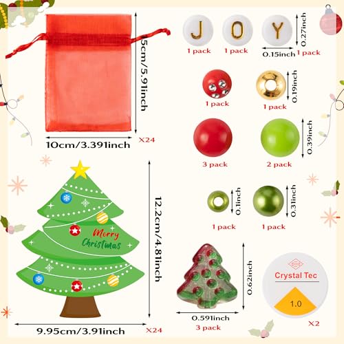 BeYumi Christmas Bracelet Craft Kit - 24 Pack Xmas DIY Joy Letter Beads Friendship Bracelets with Christmas Tree Gift Cards Xmas Craft Kits Party School Classroom Fun Activities - style: JOY