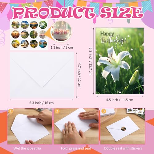 Gersoniel 24 Pack Religious Christian Birthday Cards Bulk,Scenic Style - style: Scenic Style