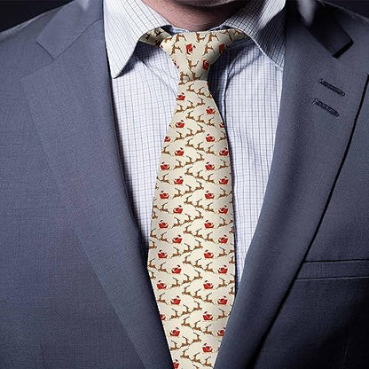Love Red Heart Men's Tie Romantic Valentines Day Men's Necktie Ties for Mens Daily Wedding Party Business - color: Christmas Santa