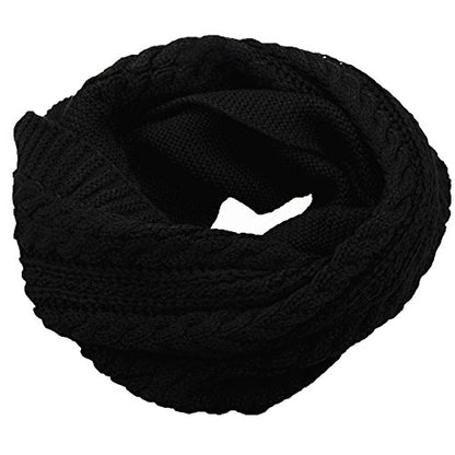 NEOSAN Womens Thick Ribbed Knit Winter Infinity Circle Loop Scarf - color: Crochet Black