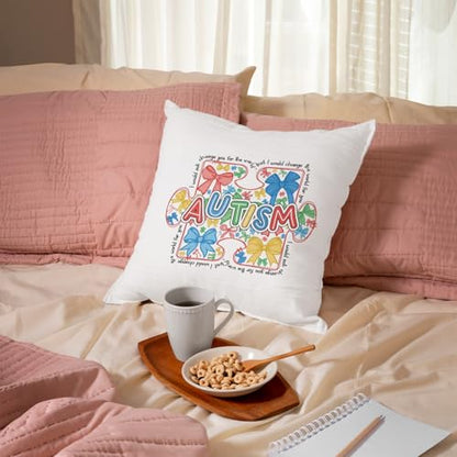 QIYUHOY Preppy Bow Autism Awareness Throw Pillow Covers, 18x18 Inch - color: 007-motivational