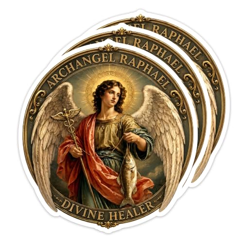[3PCS] St Raphael The Archangel Sticker, Catholic Saint Angel Decal Gift - color: Archangel Raphael Sticker