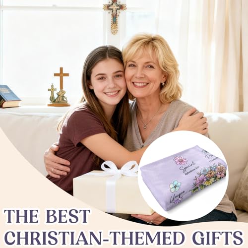Christian Birthday Gifts for Women, Christian Religious Blanket with Flower - color: Purple, size: 80"x60"