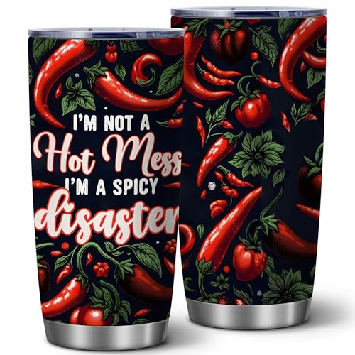 20oz I'm Not A Hot Mess I'm A Spicy Disaster Stainless Steel Mug with Lid - color: I'm Not A Hot Mess,I'm A Spicy Disaster