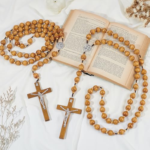 ORIGACH 2 Pcs 43 Inch Large Round Handmade Crucifix Wall Cross