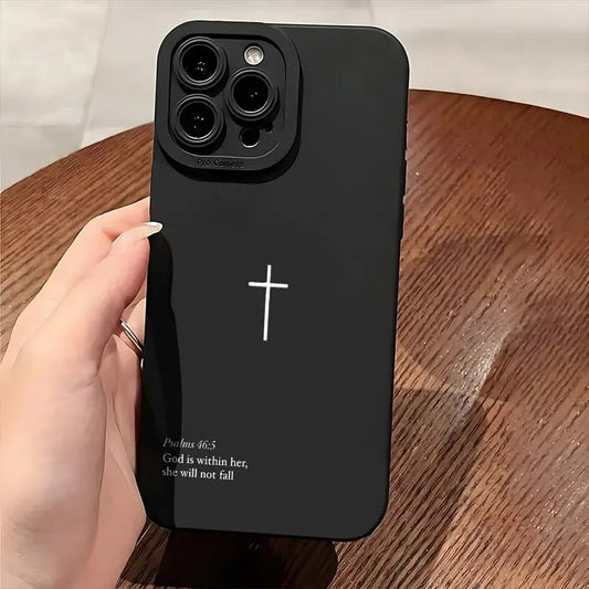 Christian Bible Verse Phone Case Jesus Cross Phone Case TPU Frame Full-Body Protective Cover for iPhone 17/16/15/14/13 Pro Max, Pro, Plus - color: Style2-Black, size: iPhone 17 Pro Max