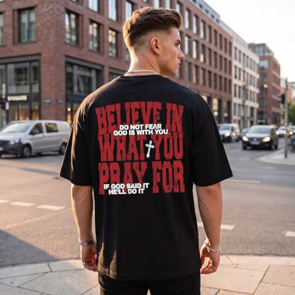 BINTEHGS Men's Christian Faith T-Shirts Inspirational Bible Verse Shirt Cross Oversized Tshirts for Men Jesus Graphic Tees - color: Black, size: XX-Large