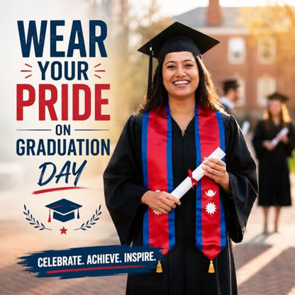 Graduation Stole Country Flag Grad Sash with Gold Tassels - 72 Inch V-Neck Satin Stoles for 2026 Graduate - color: South Vietnam Stole