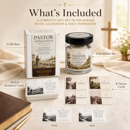 Bible Verse Jar, Pastor Appreciation Gifts, 60 KJV Scripture Cards - color: Pastor Appreciation