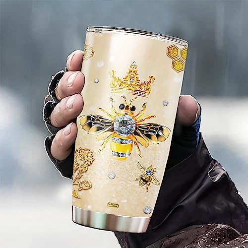 WAZONE Personalized Bees Lovers Bee Honey Cups With Lids 20 30oz Stainless Steel Double Wall Vacuum Coffee Travel Mugs Mothers Day Birthday Christmas Cup Gifts For Women Queen Girls - color: Queen Bee