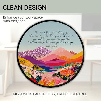 Christian Numbers 6:24-26 Boho Mountains Round Mouse Pad 8.6x8.6in - color: Numbers 6:24-26 Mouse Pad