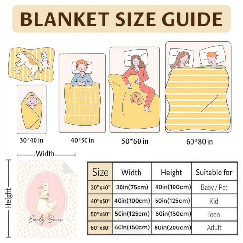 Personalized Goose Baby Blanket, Floral Nursery Throw Gift - color: #Ver6