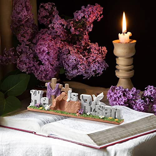 Fumete Easter Decorations He is Risen Decor Resin Religious Easter Decor Table Spring Figurines for Home Household and Office Table Decoration