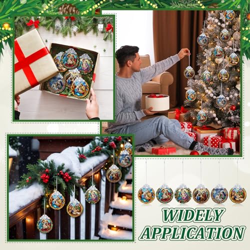 Thyle 12 Pack Nativity Ornaments for Christmas Tree Bulk Christian Nativity Scene Decorations 3" Religious Jesus Gifts for Women Men Window Tree Acrylic Hanging Decor (Retro Style) - style: Retro Style