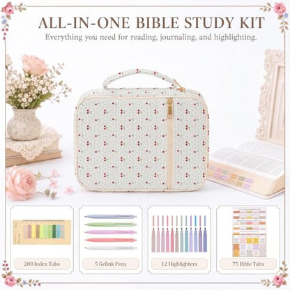 Britimes Bible Cover Case for Women, Bible Cover with Accessories, Cherry - color: Cherry